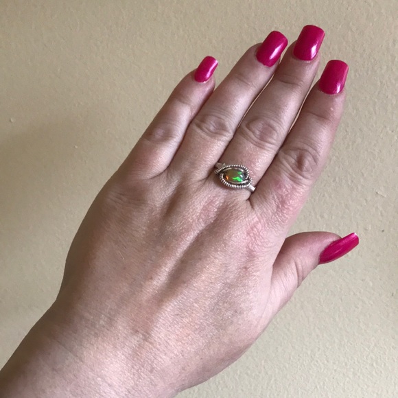 Sterling Silver Fire Opal Ring - Picture 3 of 4